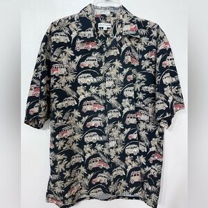 Pierre Cardin Hawaiian‎ Men's Camp Shirt Woody Leaf Floral Short Sleeve XL